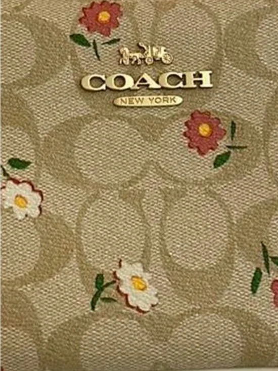 COACH Beige Signature Floral Camera Crossbody - Picture 7 of 8